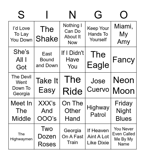 80's & 90's Bingo Card