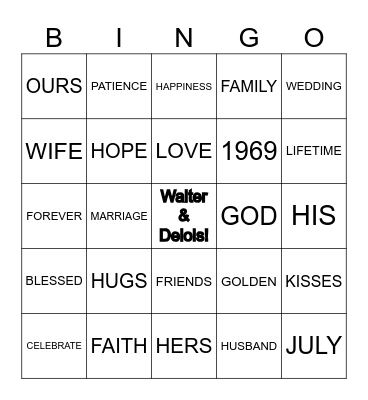 HAPPY 50TH ANNIVESARY Bingo Card