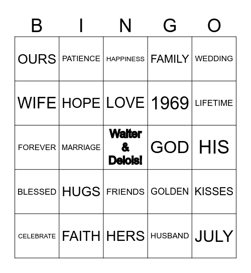 HAPPY 50TH ANNIVESARY Bingo Card