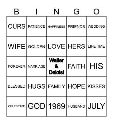 HAPPY 50TH ANNIVESARY Bingo Card