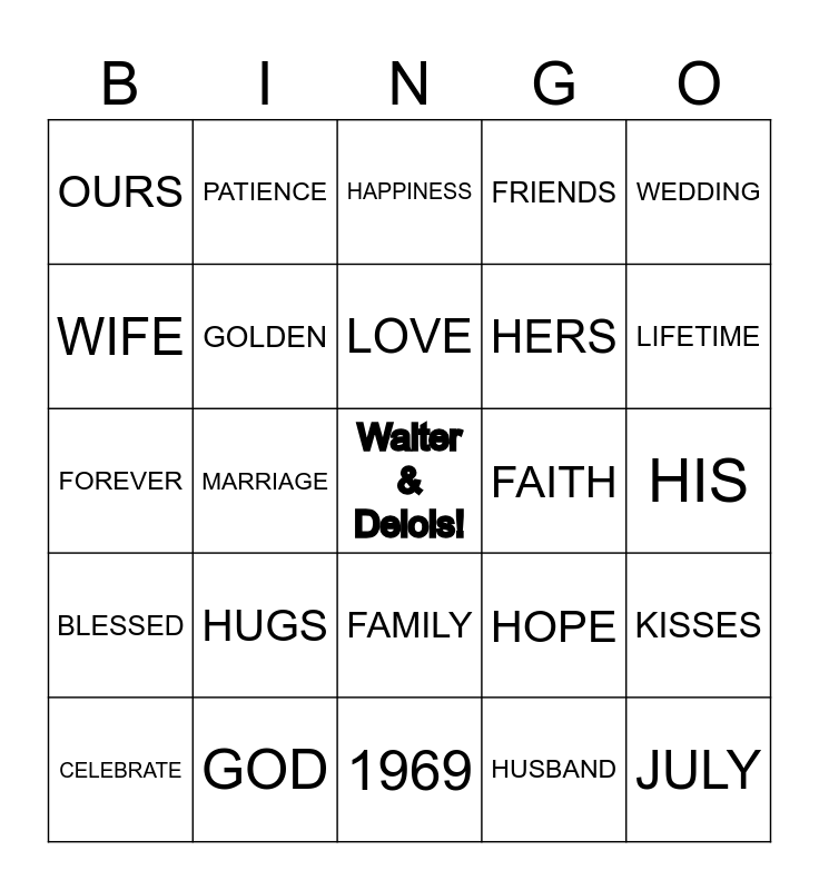 HAPPY 50TH ANNIVESARY Bingo Card