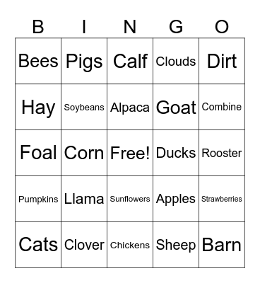 Farmyard Bingo! Bingo Card