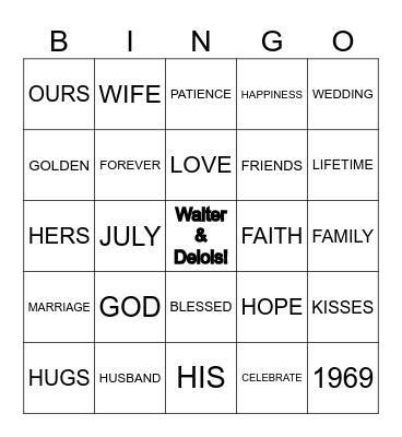 HAPPY 50TH ANNIVESARY Bingo Card