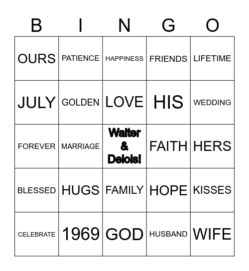 HAPPY 50TH ANNIVESARY Bingo Card