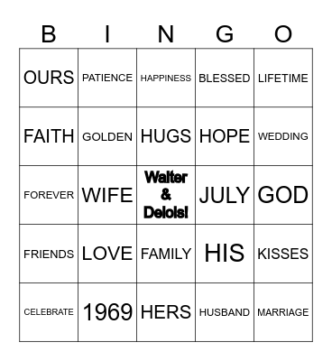 HAPPY 50TH ANNIVESARY Bingo Card
