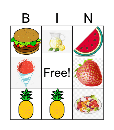 SUMMER FOODS Bingo Card