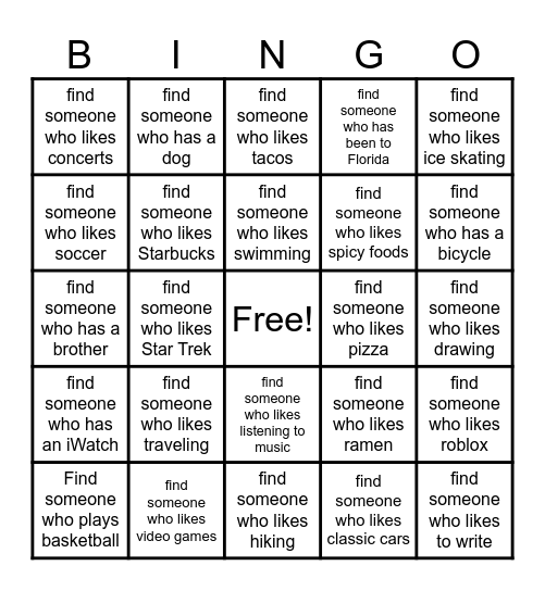 Get to Know You BINGO! Bingo Card