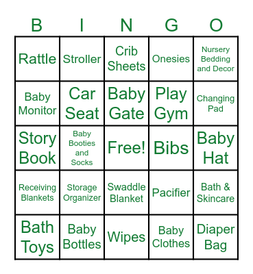 Sanchez Baby Shower Bingo Card