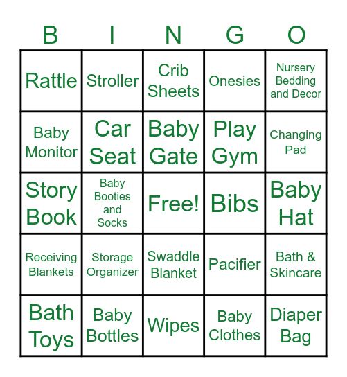 Sanchez Baby Shower Bingo Card