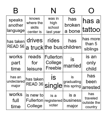 Find someone who... Bingo Card