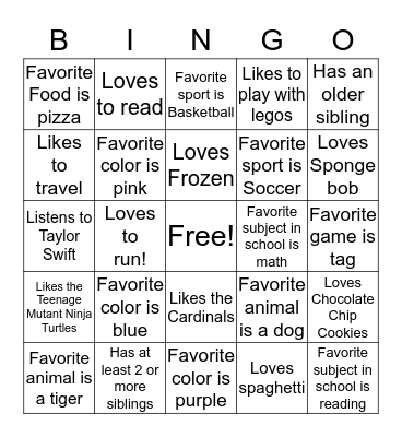 Get To Know You Bingo! :) Bingo Card