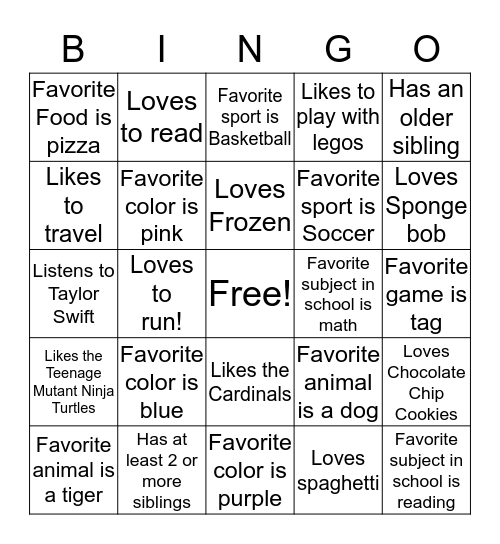 Get To Know You Bingo! :) Bingo Card