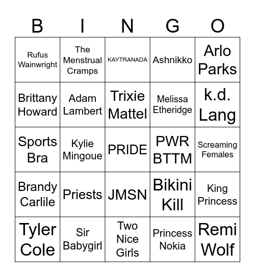 Queeries Bingo Card