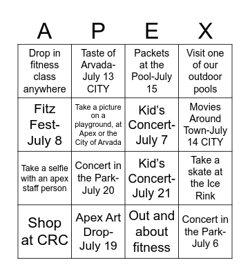 July Park and Recreation Month: Where Community Grows Bingo Card