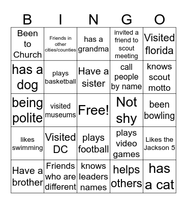 Getting to Know You Bingo Card