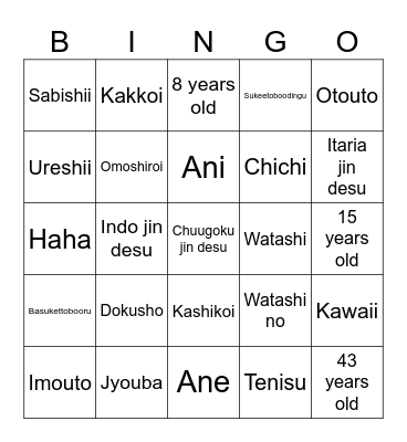 Semester 2 Knowledge Bingo Card