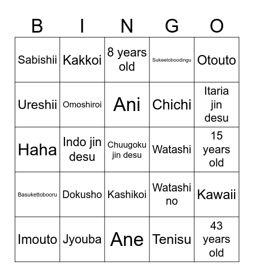 Semester 2 Knowledge Bingo Card