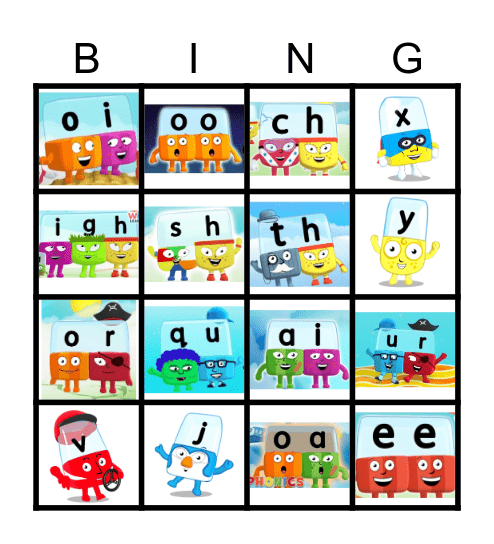 Alphablocks Bingo Phase 3 Bingo Card
