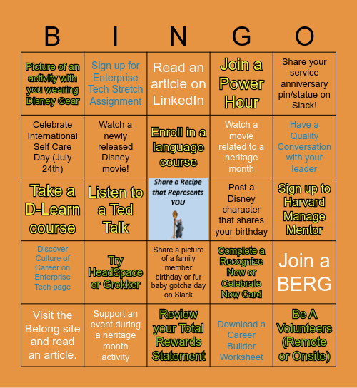 Remy Games Bingo Card