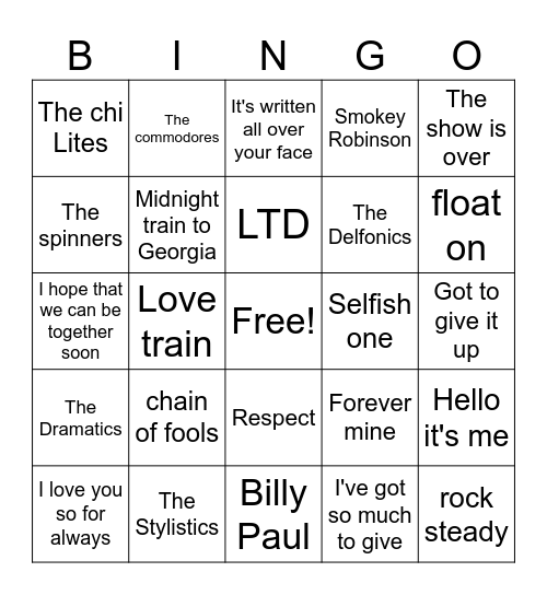 Oldies But Goodies, Donna's Style Bingo Card