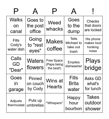 Papa's Beach Bingo! Bingo Card