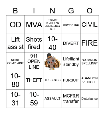 DISPATCH Thanksgiving Bingo Card