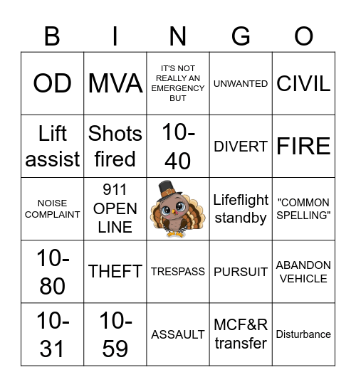 DISPATCH Thanksgiving Bingo Card