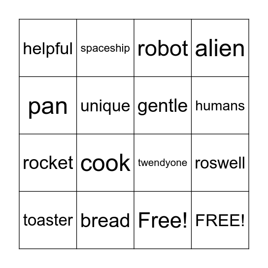 A helpful robot Bingo Card