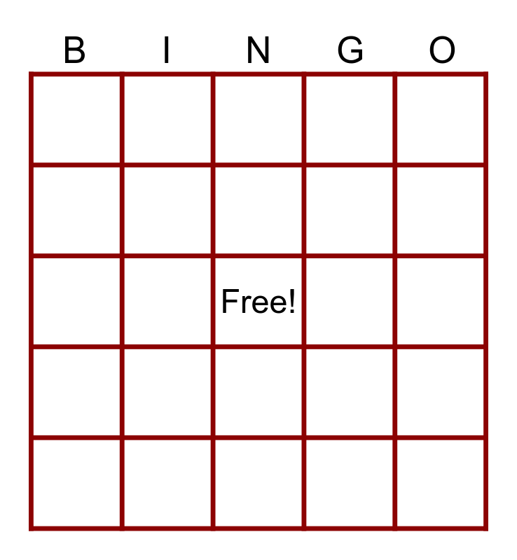 TYGIE CORPORATION Bingo Card