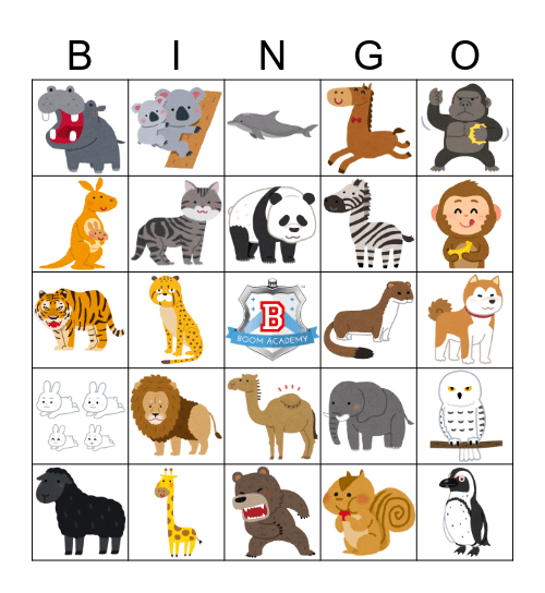 Boom Animals Bingo Card