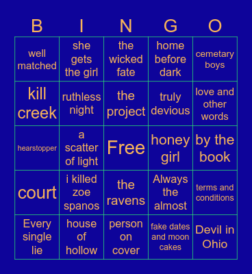 July Bingo Card