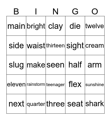 Lists 13-15 Bingo Card
