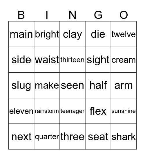 Lists 13-15 Bingo Card