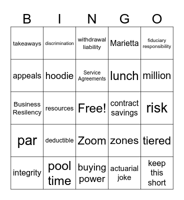 Day 1 Bingo Card