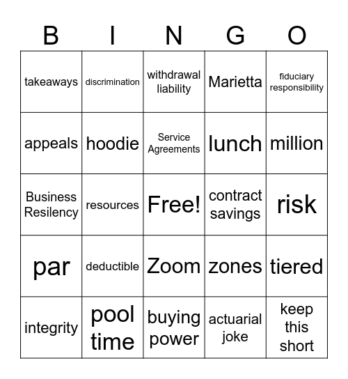 Day 1 Bingo Card