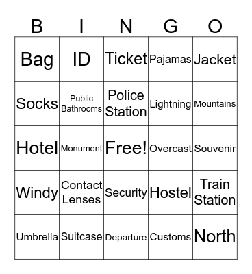 Bon Voyage  Bingo Card