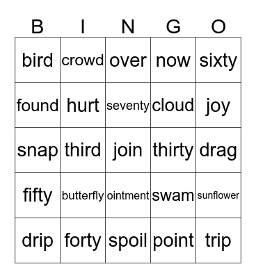Lists 19-21 Bingo Card