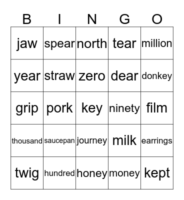 Lists 22-24 Bingo Card