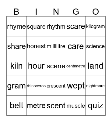 Lists 25-27 Bingo Card