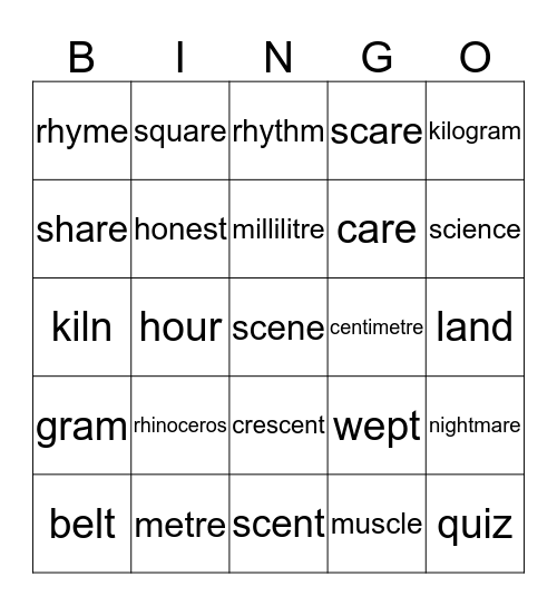 Lists 25-27 Bingo Card