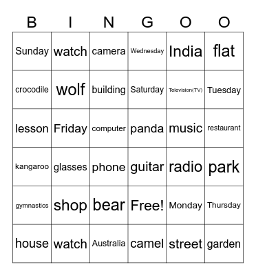 AS 2 Unit 1-4 Vocabulary Bingo Card