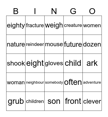 Lists 31-33 Bingo Card