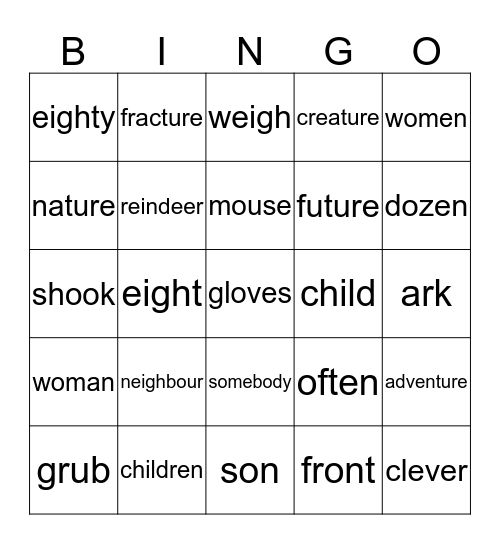 Lists 31-33 Bingo Card
