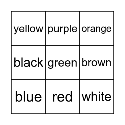 What color is it? Bingo Card
