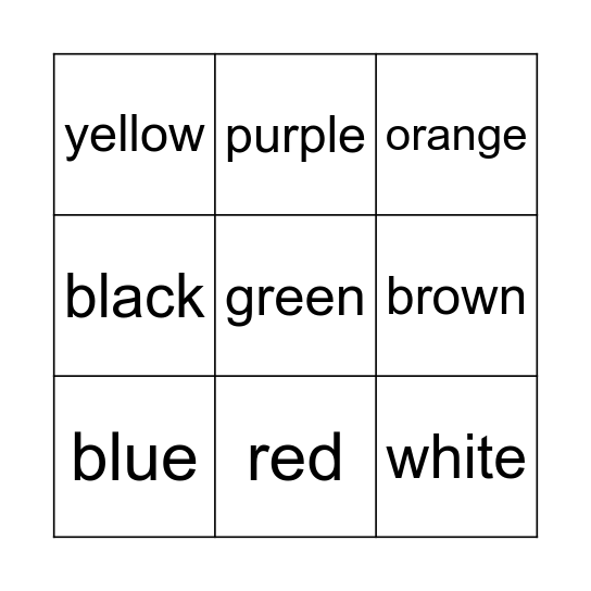 What color is it? Bingo Card