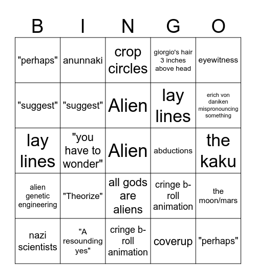 Alien Bingo Card