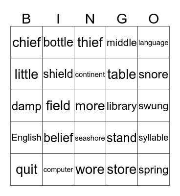 Lists 34-36 Bingo Card