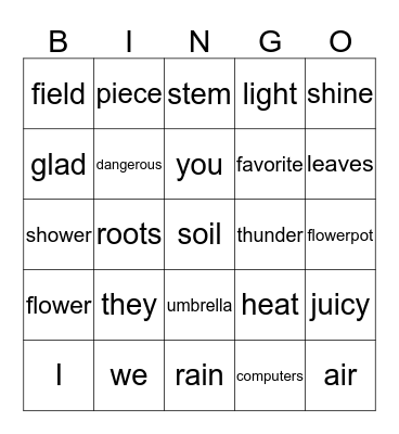Unit 3 Bingo Card
