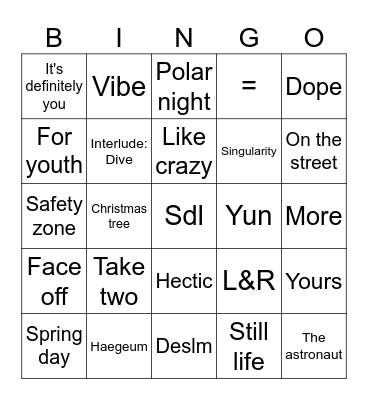 @jeonikkh Bingo Card