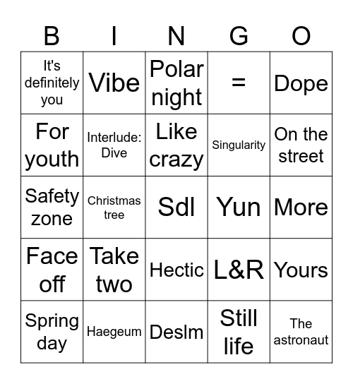 @jeonikkh Bingo Card